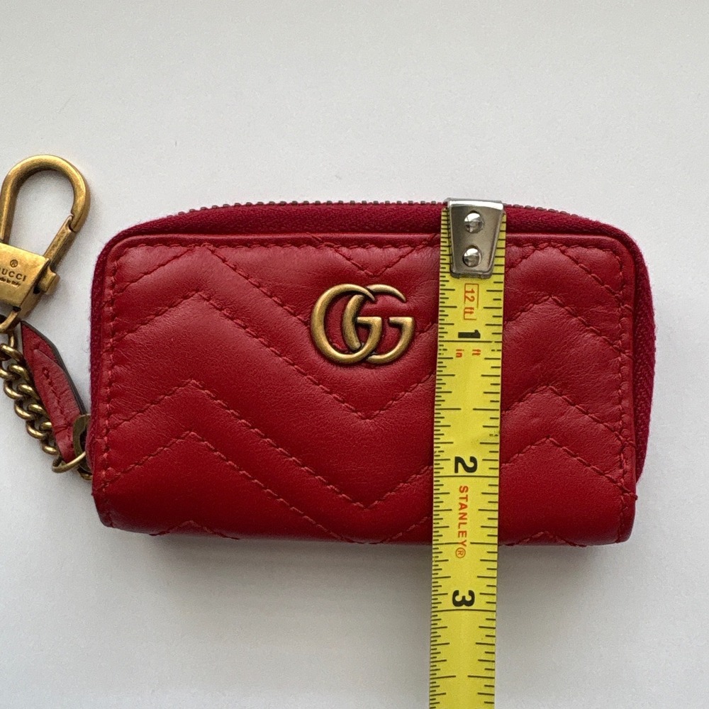 Gucci GG Marmont Red Matelasse Leather Small Key Case Pouch Zip Wallet 498127 - Picture 7 of 11